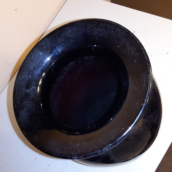 Vintage black glass vase with silver leaf accents - Picture 3 of 3